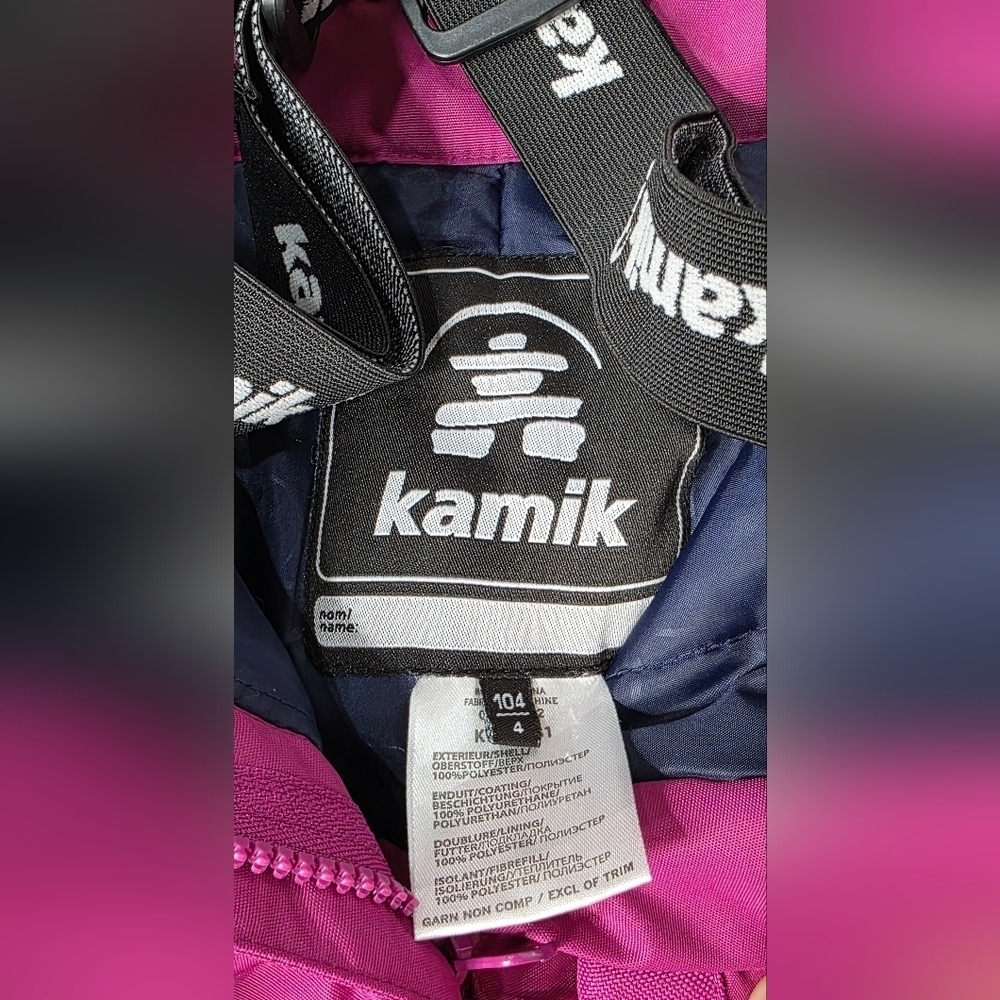 385 Kamik Girls' Harper Snowboard Ski Bibs in Magenta | Size 4 - Picture 5 of 7